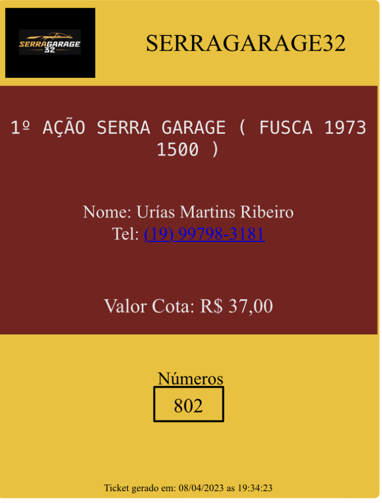 SerraGarage32 - 1? a??o serra garage ( fusca 1973 1500 )