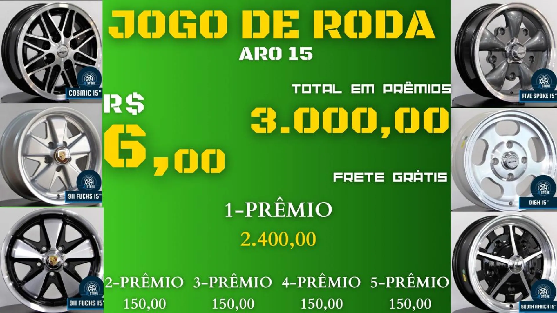 Sorteio Roda Roda Garage Ragway - #192 JOGO DE RODA ARO 15 - O Melhor Sistema Para Seus ...