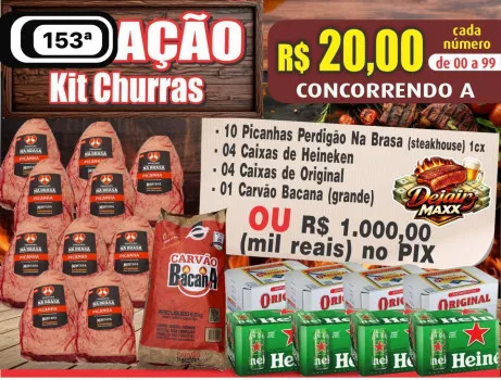 Dejair maxx - Ação 153ª 10 picanhas steak +cervejas+carvao ou 1k