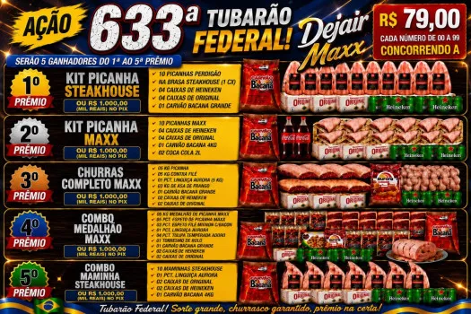 Dejair maxx - Tubarão maxx “633ª. 5 ganhadores federal