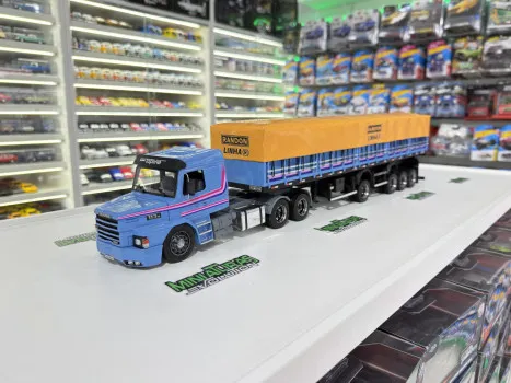 Minis Evolution - Scania 113 azul com carreta 4 eixo 1/32