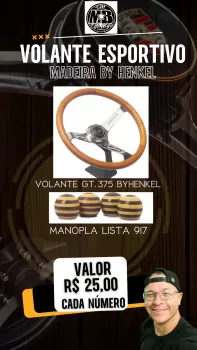 Kit henkel volante mais manopla de madeira