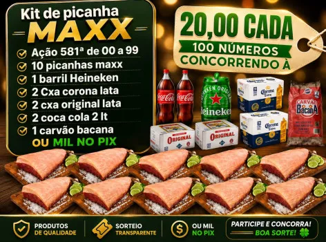 Dejair maxx - Ação 581ª combo 10 picanhas maxx ou 1k no pix