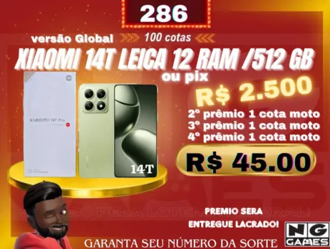 Ação 286 xiaomi 14t leica 12ram/512gb ou pix