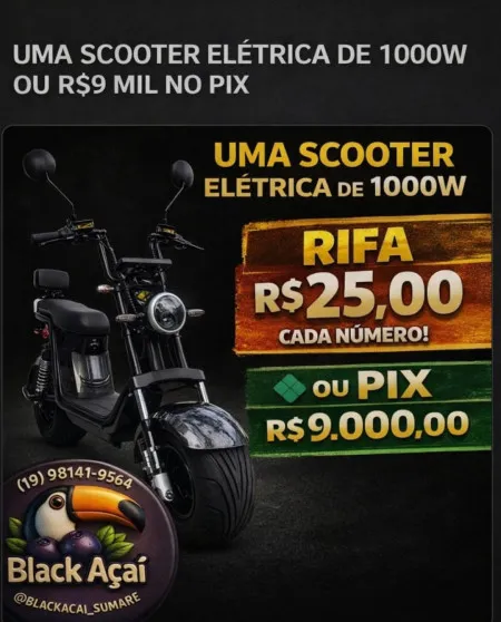 Valerio Pereira Soares - Scooter eletrica 1000w ou 9 mil no pix