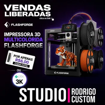 Studio Rodrigo Custom - Impressora 3d multicolorida flashforge ou 3k