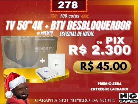 Acao 278 tv 50” 4k + btv desb. ou pix r$ 2.300