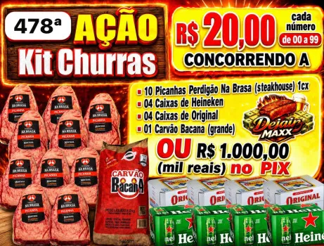 Dejair maxx - Ação 478 10 picanhas steak +cervejas+carvao ou 1k