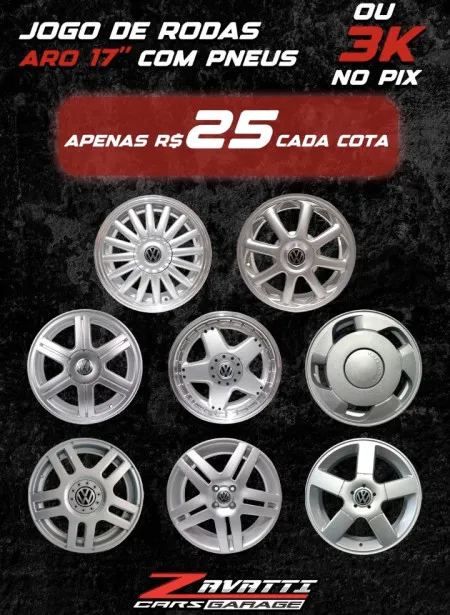 ZAVATTI CARS GARAGE - Jogo de roda 17” com pneus ou 3k no pix