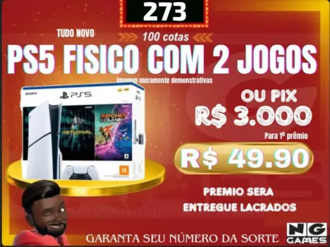 Ação 273 ps5 slim c/ 2 jogos ou pix r$ 3.000 mão