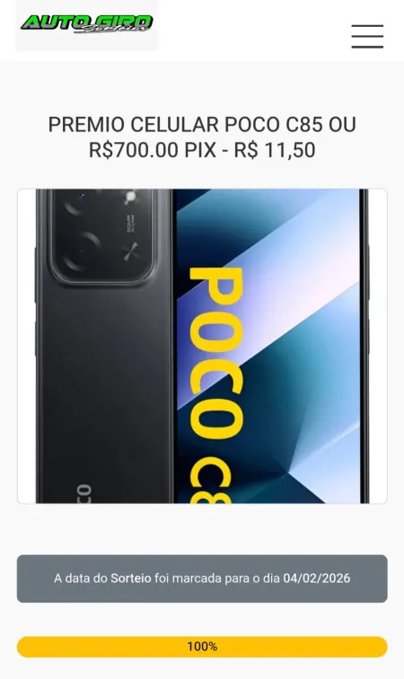 GIOVANI LUIZ DITTBENER - Premio celular poco c85 ou r$700.00 pix