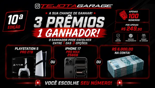 TEJOTA SORTEIOS - Ps5 pro 2tb, 17 pro max 256gb ou 6k no pix