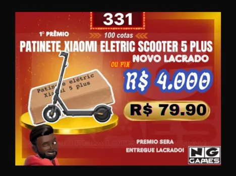 ngimport - Ação 331 patinete scooter xiaomi ou r$ 4.000 pix