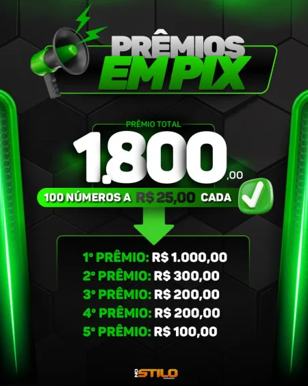 No Stilo Premiações - Ação valendo 1,800 em pix