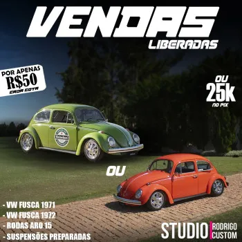 STUDIO RODRIGO CUSTOM - Fusca 1971 laranja ou fusca 1972 verde ou 25k