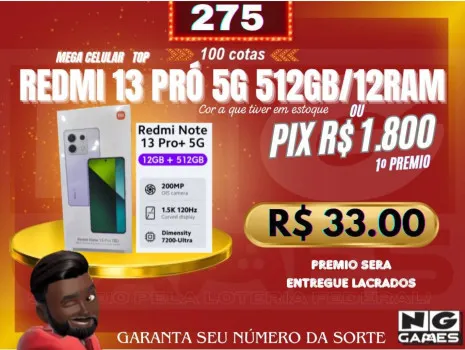 Ação 275 redmi note 13pró 512/12ram ou pix $1800