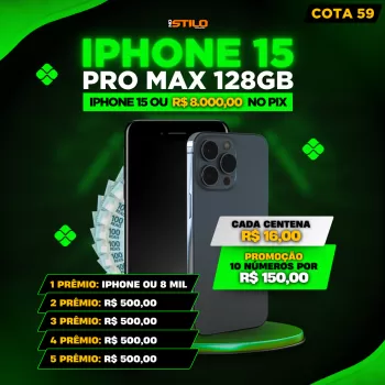Cota 59- iphone 15 pró max ou 8 mil no pix