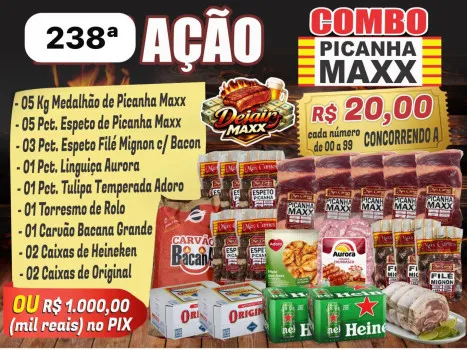 Dejair maxx - Ação 238ªmedalhões de picanha e espetos ou 1k