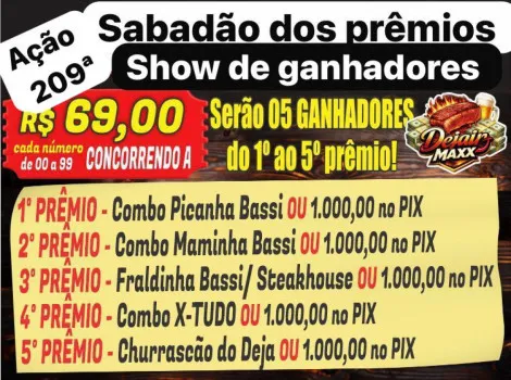 Dejair maxx - Ação sabadão show de prêmios serão 5 ganhadores