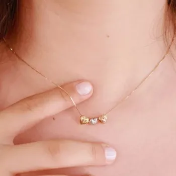 AÇÕES GOLD MOC - Ação - cordão veneziana com 3 pingentes tricolor