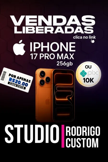Studio Rodrigo Custom - Iphone 17 pro max 256gb ou 10k no pix