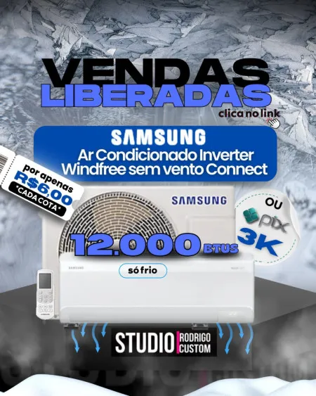 Studio Rodrigo Custom - Ar condicionado samsung 12mil btus ou 3k no pix