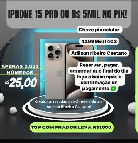 Binho Chevette - Iphone 15 pro ou 5 mil no pix