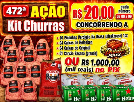 Dejair maxx - Ação 472ª 10 picanhas steak +cervejas+carvao ou 1k