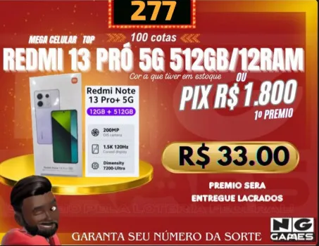 Ação 277 redmi note 13pró 512/12ram ou pix $1800