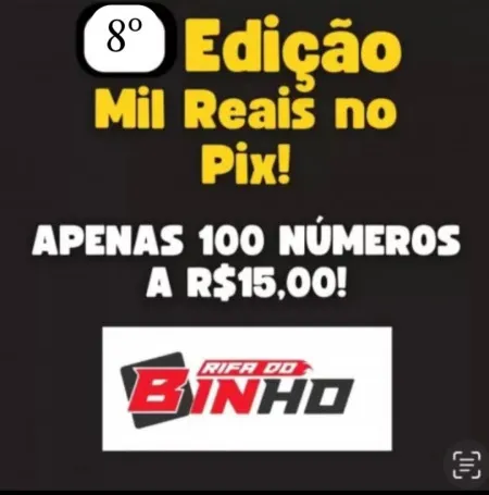 Somente 100 números valendo 1.000,00 no pix