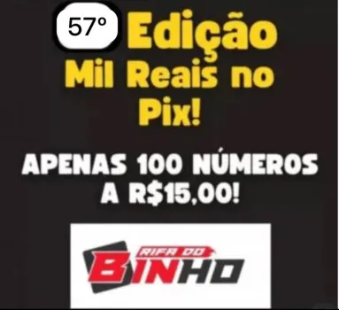 Edição 57 somente 100 números 1.000,00 no pix