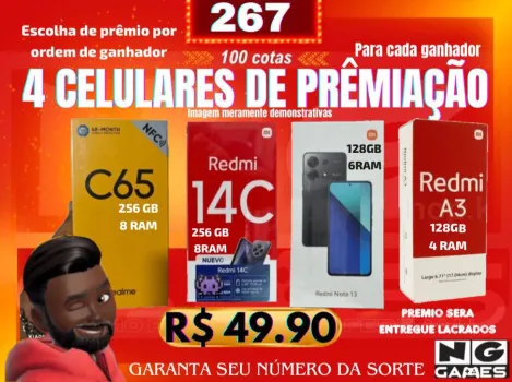 Ação 267 loucura 4 celulares por ordem ganhadores
