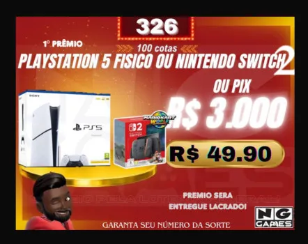 ngimport - Ação 326 play 5 ou switch 2 ou pix r$ 3.000
