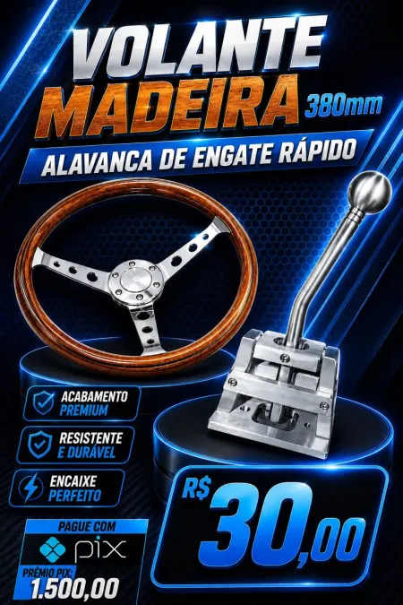 Garage Ragway - #464 volante de madeira+ alavanca ou 1500 no pix
