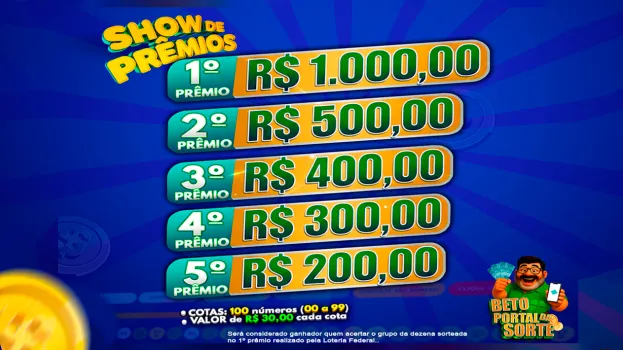 Beto portal da sorte - 2º super rifa! - valendo r$2.400,00