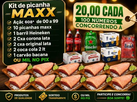 Dejair maxx - Ação 608ª combo 10 picanhas maxx ou 1k no pix