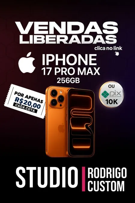 Studio Rodrigo Custom - Iphone 17 pro max 256gb ou 10k no pix