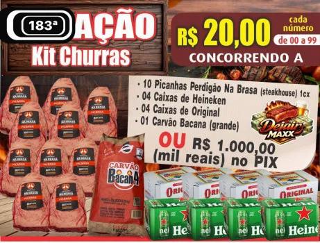 Dejair maxx - Ação 183ª 10 picanhas steak +cervejas+carvao ou 1k