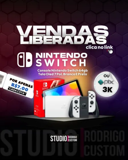 Studio Rodrigo Custom - Nitendo switch on led ou 3k no pix